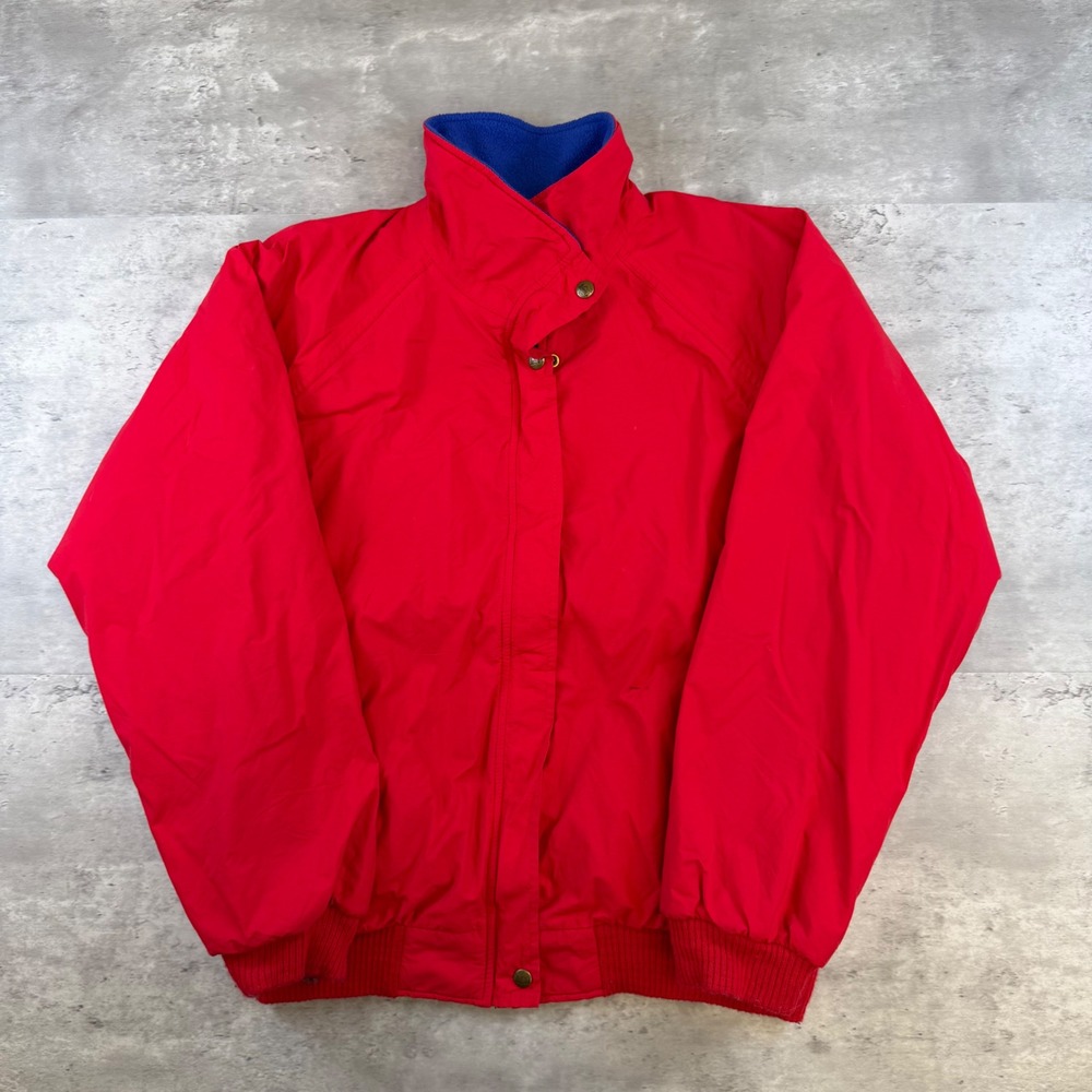 Vintage REI Red Fleece Lined Nylon Bomber Jacket Women Size 16 Made in USA